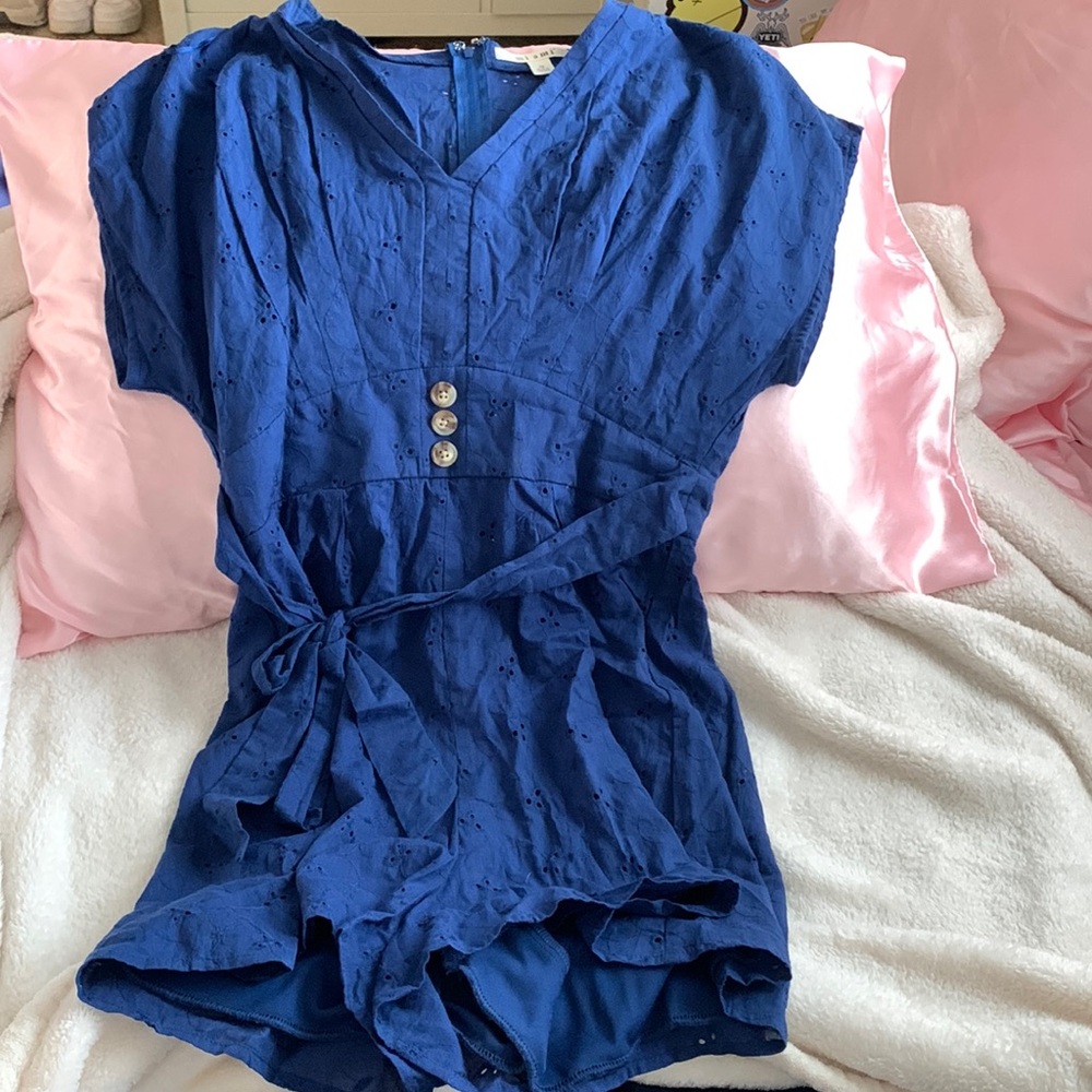 Blue floral romper